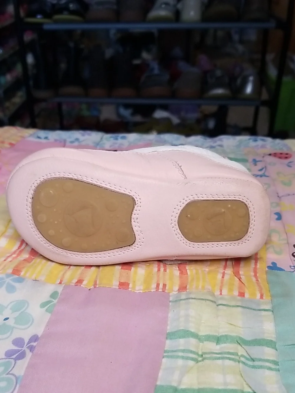 Tip Toey Joey White & Pink Leather Mary Jane Baby Shoes Size 8 EURO 24 18-24 M